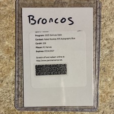 Panini 2025 Donruss Optic Rated Rookies Blue Redemption RJ Harvey Broncos /149