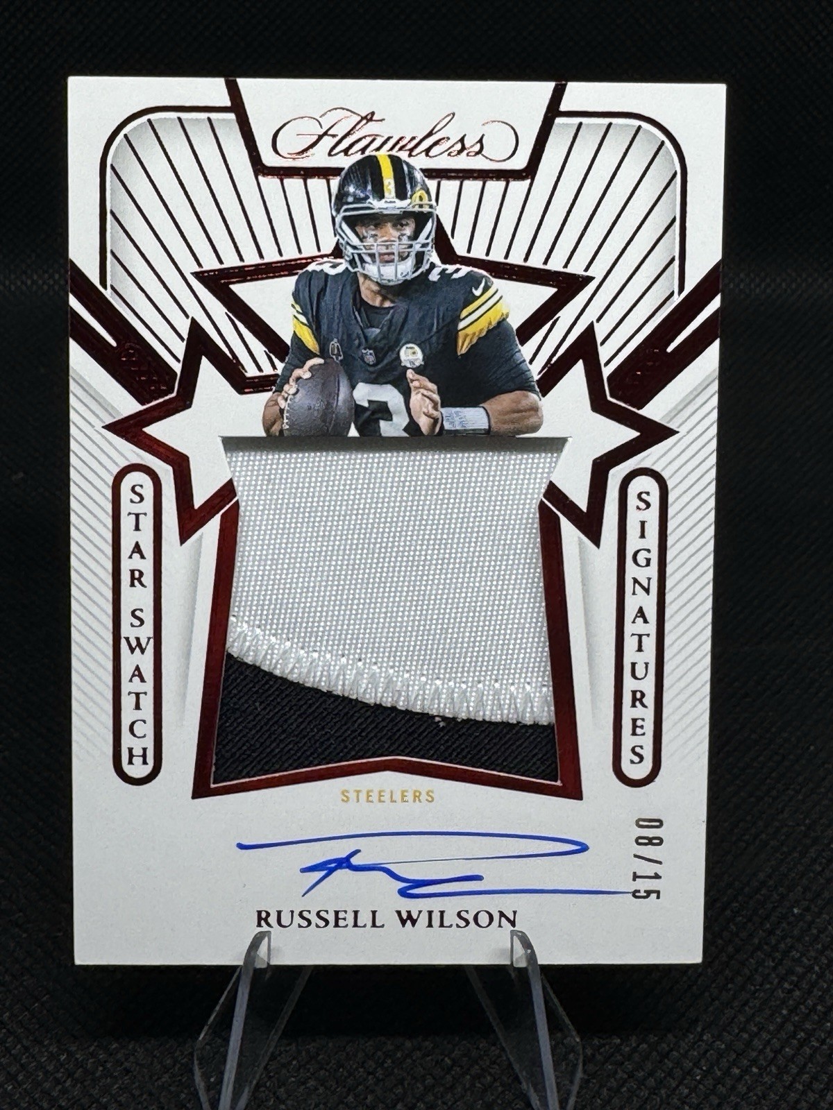 2024 Flawless RUSSELL WILSON Star Swatch Ruby Patch Auto 8/15 #SS-RWI Steelers