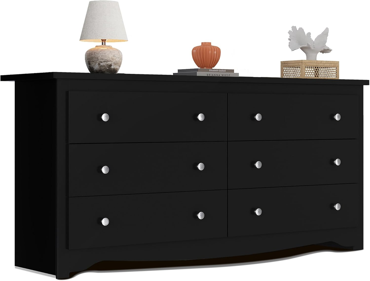 black wide dresser Lebec Rustic Extra Large Black 9 Drawer Dresser