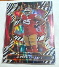 Alfred Collins 2025 Select Football RC #17 Zebra Prizm Shock RARE 49ers
