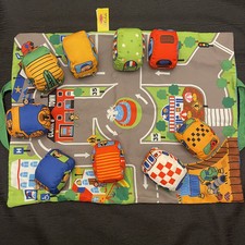 Melissa Doug K's Kids Take Along Town Play Mat With 9 Cars COMPLETE