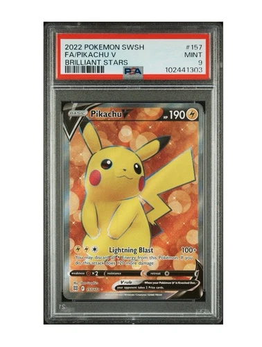PSA 9 2022 POKEMON SWORD & SHIELD BRILLIANT STARS #157 FULL ART PIKACHU V