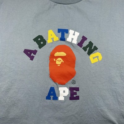 A Bathing Ape Shirt Mens 2XL Blue College Logo Ape Head Graphic 