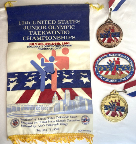 11th US Junior Olympic Taekwondo Championship 1991 Ohio medal pennant patch  vtg