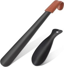 2 Pack of Long Handle Metal Shoe Horn for Seniors Boots Easy Slip On Shoe Helper