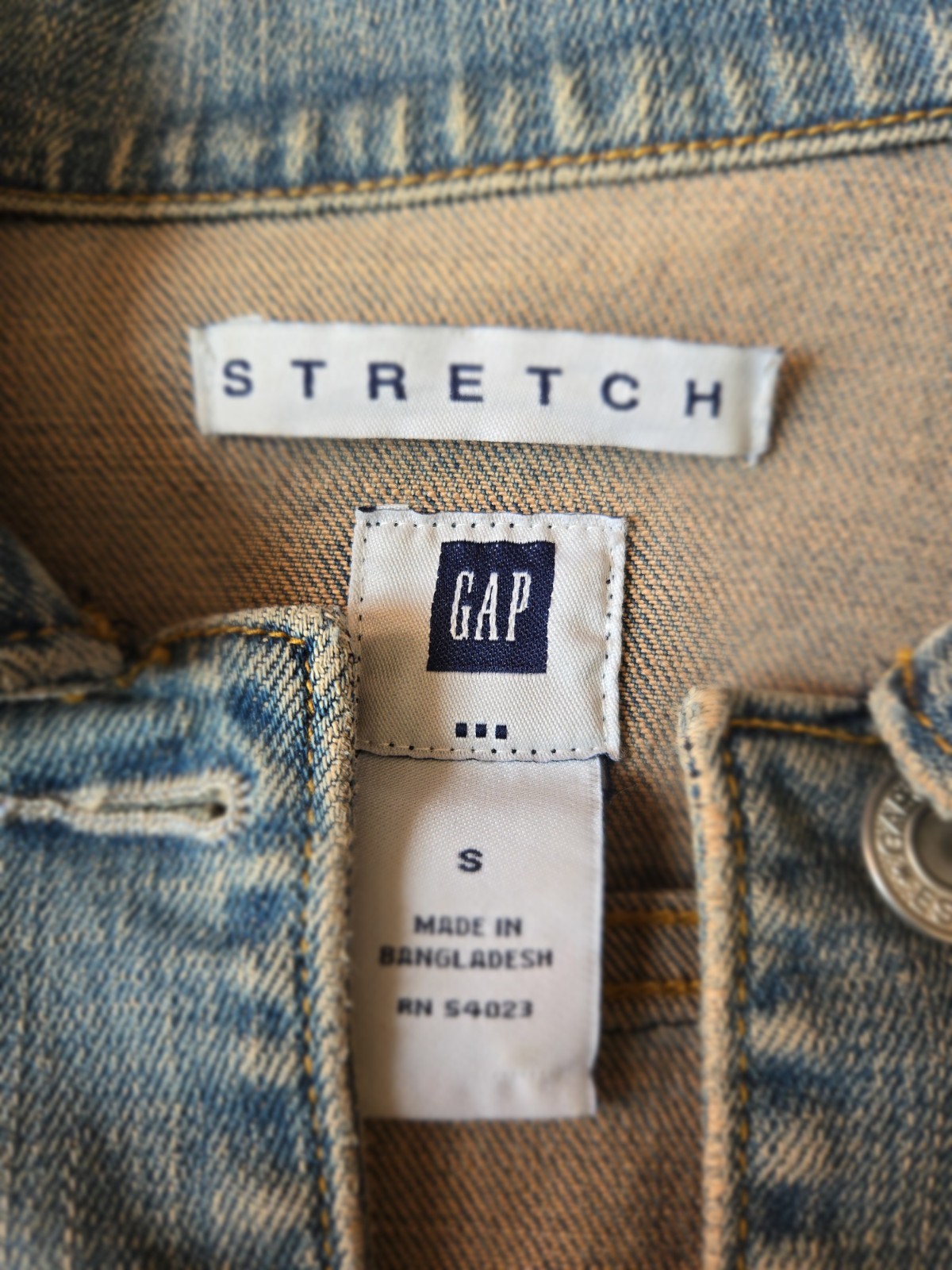 Gap Stretch Denim Jacket Blue Button Collared Poc… - image 8