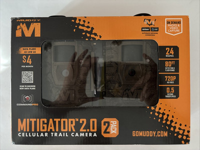 Muddy Mitigator 2.0 24MP Dual Carrier Cellular Brown Trail Camera 2 Pack READ
