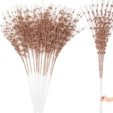 14 Pcs Long Artificial Glitter Berry Stem Ornaments 28 Inch Christmas Picks C...