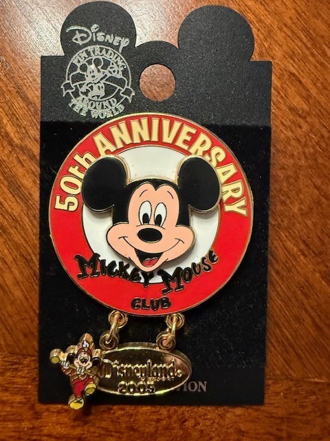 DISNEYLAND 50th ANNIVERSARY MICKEY MOUSE CLUB Dangle Pin LE 1500 FREE SHP