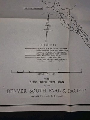 Original 1900s Map Ohio Creek Extension Of The Denver South Park & Pacific RR