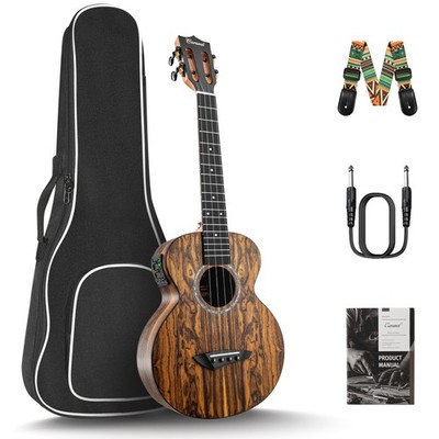 Electric Ukulele 26 Inch Tenor Butterfly Bocote Wood CT905 Caramel