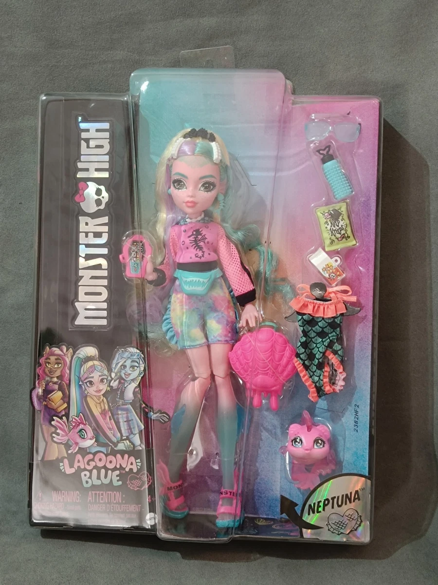 MONSTER HIGH G3 - Muñeca LAGOONA BLUE 1 WAVE SIGNATURE y Mascota NEPTUNA - NUEVA