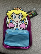 Nintendo Super Mario Bioworld Princess Peach mini Backpack Pink Blue Glitter Zip