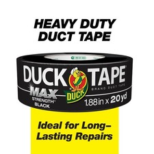  2 pack Duck Max Strength Brand Duct Tape, 1.88 in. x 20 yd., Black