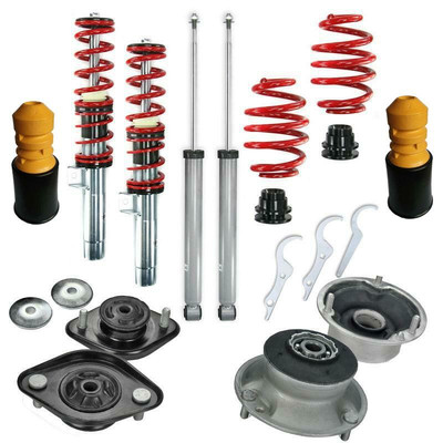 RedLine Gewindefahrwerk Domlager vorne hinten Puffer Set paßt für BMW 3er E46