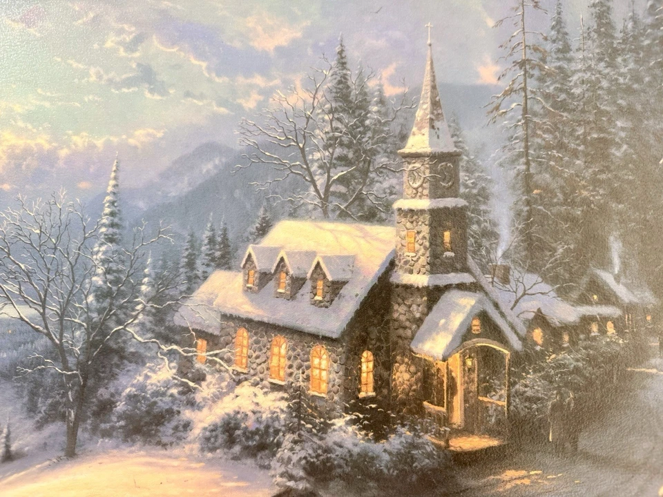 Thomas Kinkade Sunday Evening Sleigh Ride Rare Signed Artist Proof On Canvas COA - Image 3 of 4