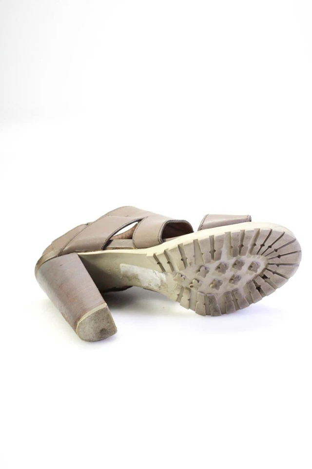 Saks Fifth Avenue Womens Block Heel Ankle Strap Sandals Brown Leather Size 9M - Image 4 of 4