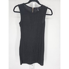 Forever 21 Women's Black Textured Striped Sleeveless Sheath Mini Dress Size S
