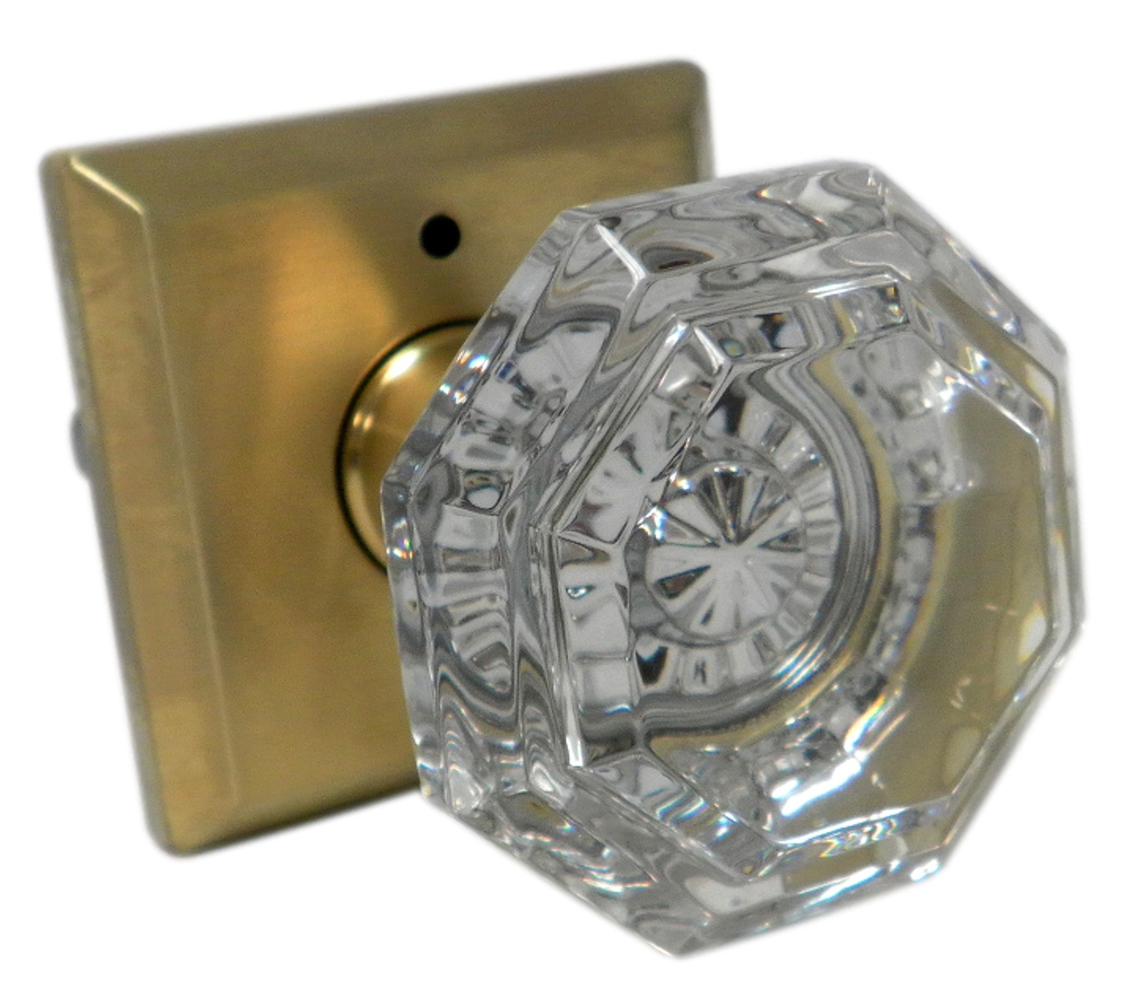 Baldwin PV.CRY.TSR.044.6L.DS Polished Brass Rosette Transparent Door Knob Set