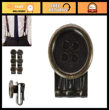 Men's No Sew Moveable Button End Brace Clips Set of 6 - Antique Brass Suspenders