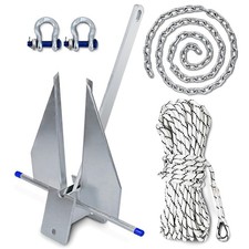 Boat Anchor Kit 10 lb Chain Rope Shackles 16-26 FT Boats SajoSolid
