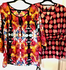 Womens Tunic Art to Wear Floral Dots Y2K Resortcore Set of 2 Flutter Sleeves