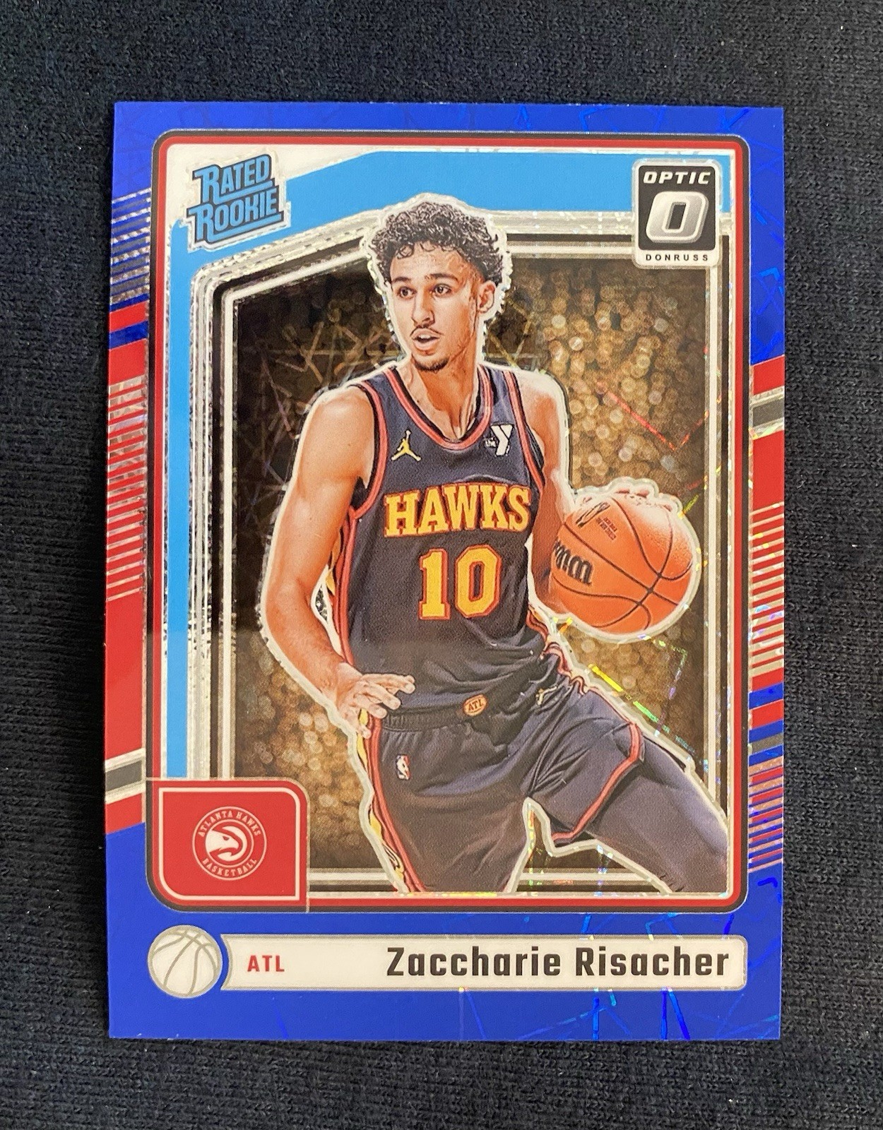2024 Panini Donruss Optic Rated Zaccharie Risacher #268 Blue Velocity Prizm (RC)