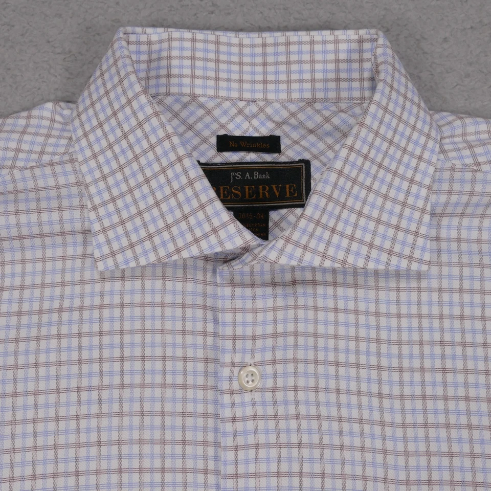 Camisa Jos A Bank Reserve Para Hombre 16 1/2-34 Azul Marrón Manga Larga Egipcia Foto 2 de 4