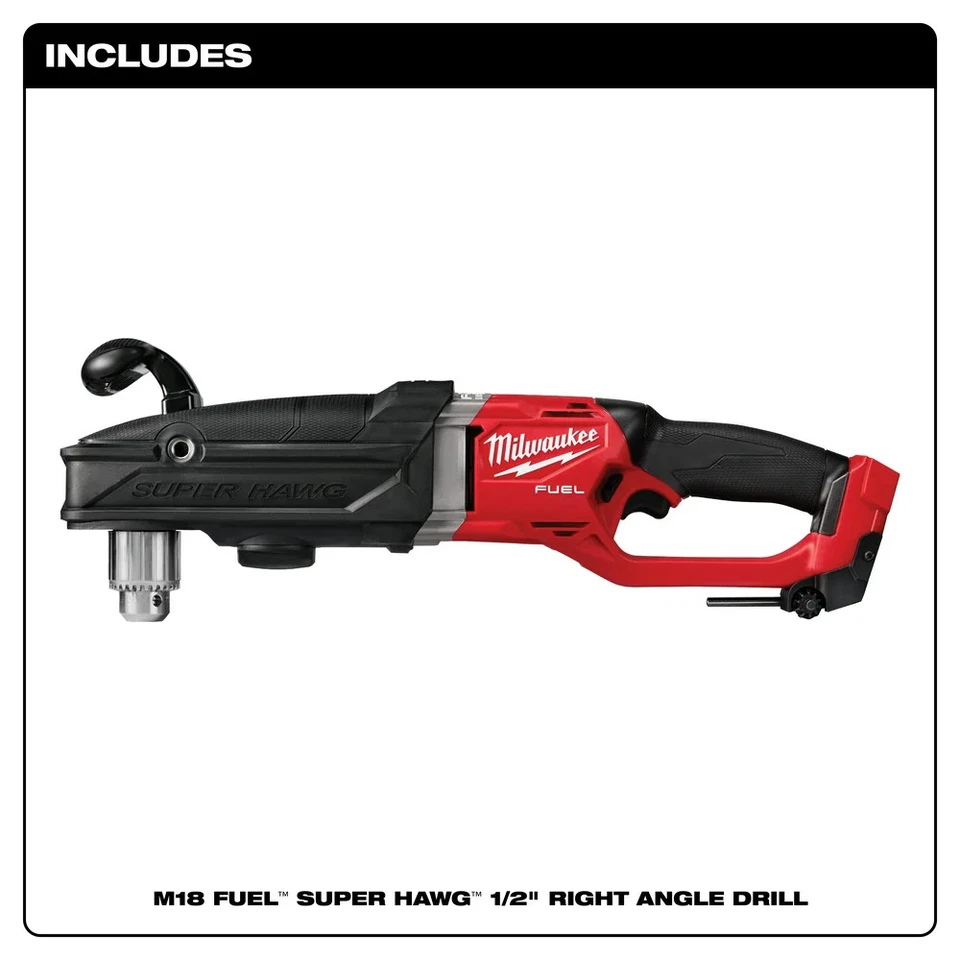 Milwaukee 2809-80 M18 FUEL 1/2" SUPER HAWG Right Angle Drill - Bare Tool Recon - Image 2 of 4