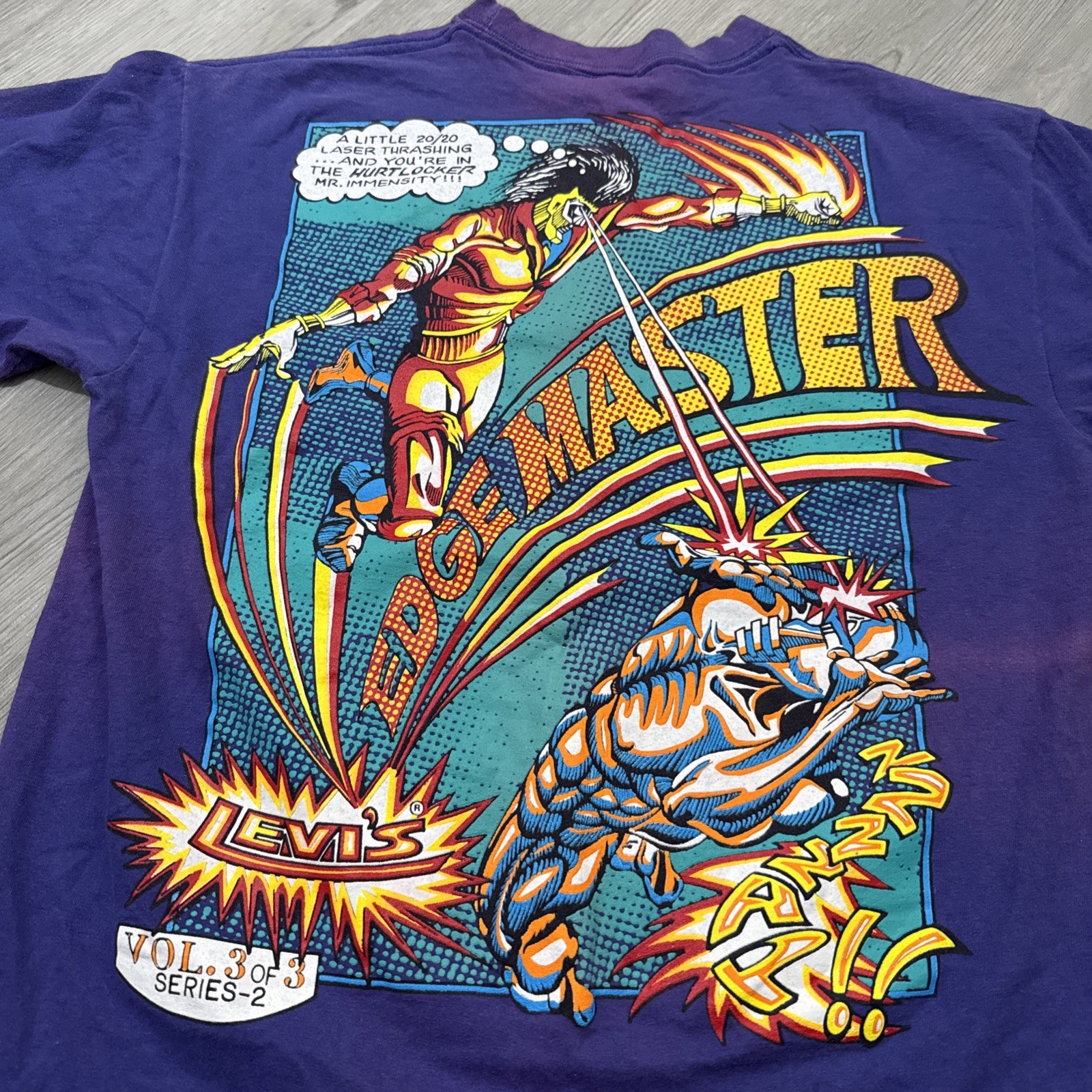 Vintage Levi’s Shirt Size Medium ‘Edge Master’ Super Hero Comic Book Rare Grail