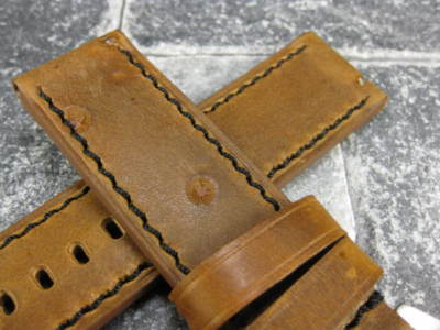 Grande Coccodrillo 22mm Pelle Cinturino Antico Marrone Con Beige Cucitura Pam 22 - Foto 6