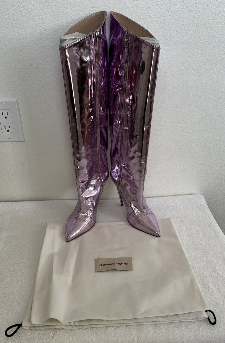 【Alexandre Vauthier】 Alexアンクルブーツ ALEXANDRE VAUTHIER Alex Toe Blue Metallic Effect Eco Leather