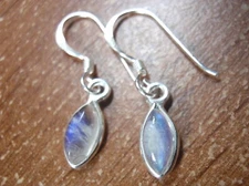 Very Small Blue Moonstone Marquise 925 Sterling Silver Dangle Earrings 