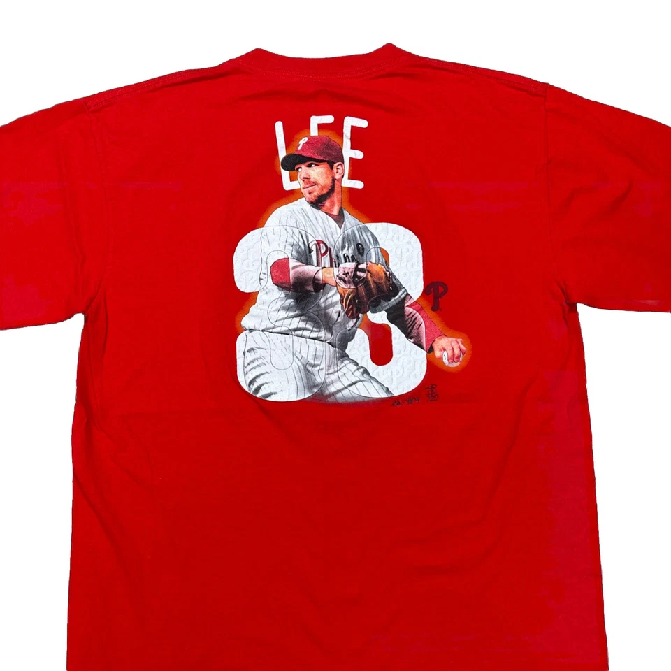 Camiseta deportiva Y2K Philadelphia Phillies Cliff Lee gráfica roja majestuosa talla grande Foto 4 de 4