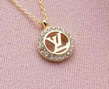 14K Yellow Gold Plated 18" 1CT Round-Cut Simulated Diamond Letter Pendant