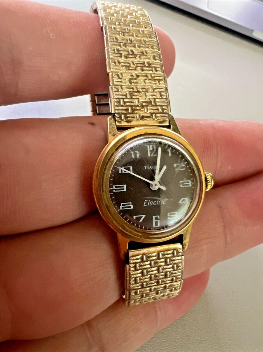 Vintage Ladies Timex Electric Watch Gold Tone Life Time Here  display picture 2