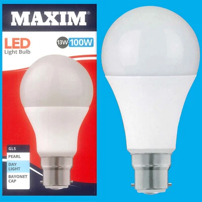 1x 13W LED Glühbirne GLS B22 A60 6500K Tageslicht Birne Bayonett Maxim - Bild 1 von 2