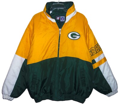 VINTAGE 90's GREEN BAY PACKERS NFL THROWBACK STARTER JACKET W