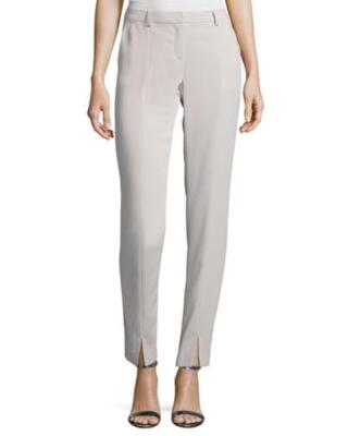 NWT $495+ ST. JOHN 'JENNIFER' MAROCAINE CREPE ANKLE PANT DOVE GREY SIZE 12
