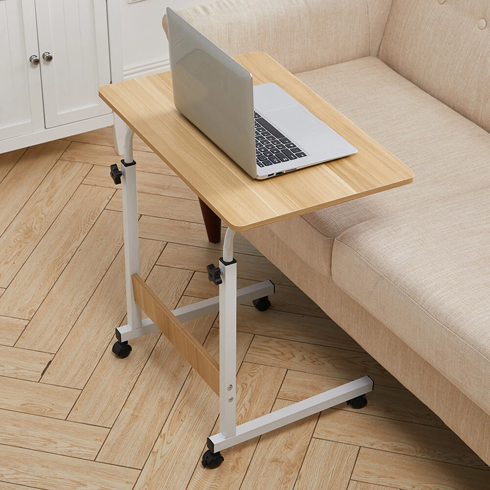 Over Bed Chair Table with 4 Wheels Mobile Bed Table Laptop Study