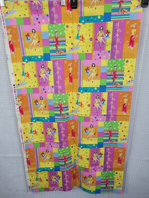 Sue Zipkin Modern Fashion Girls Cotton Fabric 2 Yds x 44'' wide FUN