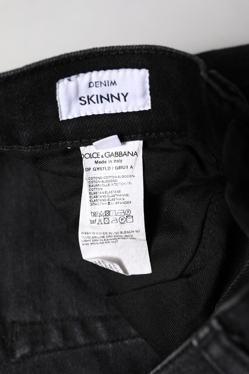 DOLCE & GABBANA Jeans Black Cotton Skinny Men Denim Trouser IT44