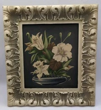 Vintage Art Deco Ornate Floral Print Turner Shanby Chic Cottage Frame No Glass