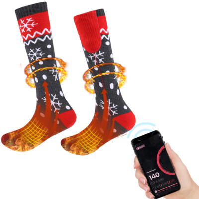 Electric Heated Socks for Men Women APP Remote Control 5000mAh Rechargeable J5W2
