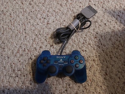 Sony PlayStation 1 PS1 Analog Controller Transparent Blue OEM Tested Working