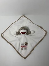 Baby Starters Sock MONKEY Face Blanket Beige Brown Unisex Lovey Security Blanket