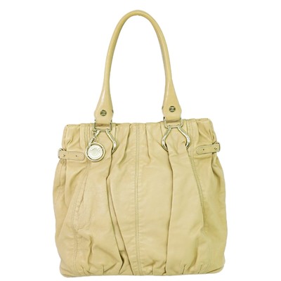 CELINE Leather Shoulder Tote Bag Beige Gold made in China