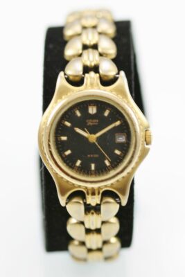 Citizen Elegance Watch Women Stainless Gold Battery Water Res Date