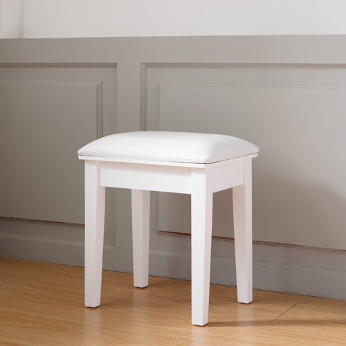 Makeup Vanity Stool Bench with Cushion, White, Fits.