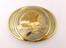 Vtg North American Hunting Club Brass NAHC Member Belt Buckle Gold Plated Trim